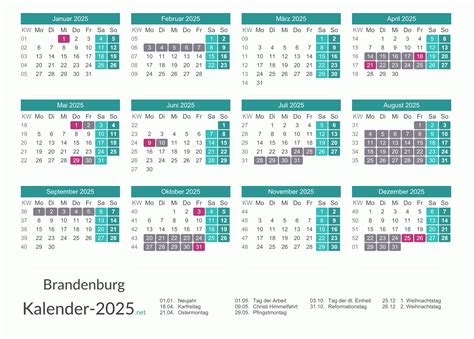 Ferien Brandenburg Ferienkalender Bersicht