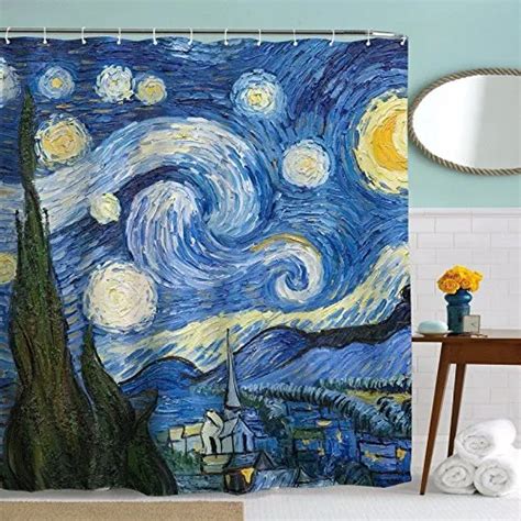 Rideau De Douche En Tissu Van Gogh Art Nuit Toil E