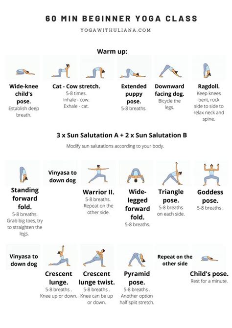 60 Min Beginner Yoga Class Pdf Beginner Yoga Class Yoga Sequences