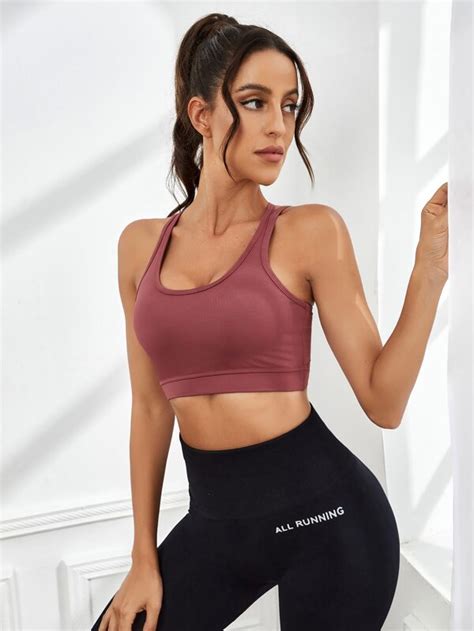 Yoga Trendy Medium Support Criss Cross Sports Bra Shein Usa