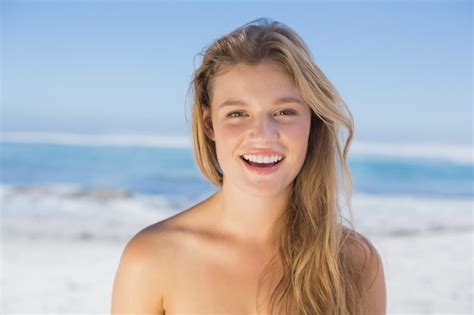 Premium Photo Beautiful Happy Blonde On The Beach