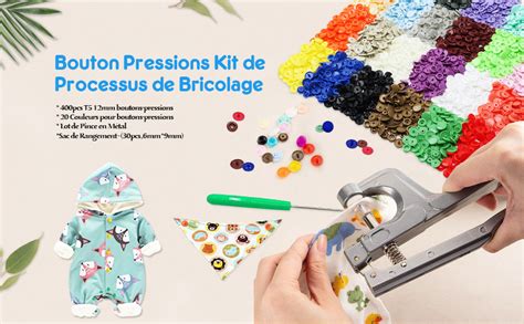 Ilauke Snap Pince Pcs Boutons Pressions De T Mm Pression Kit