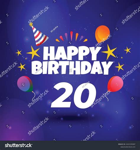 Happy 20th Birthday Hand Drawn Vector Stock Vector Royalty Free