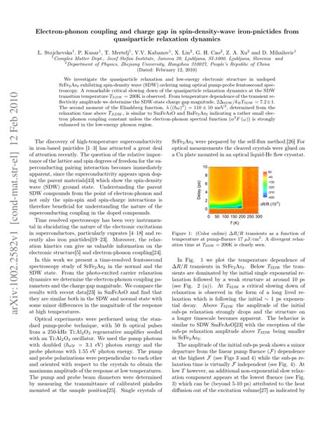 Pdf Electron Phonon Coupling And Charge Gap In Spin Density Wave Iron