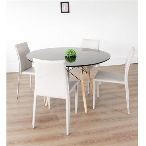 Conjunto Sala De Jantar Mesa Eiffel Redonda 120cm Tampo MDF 4