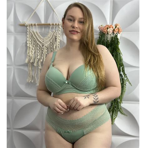 Conjunto Lingerie Plus Size Reforçado Microfibra e Renda Calcinha Hot Pants Conforto Charme 08