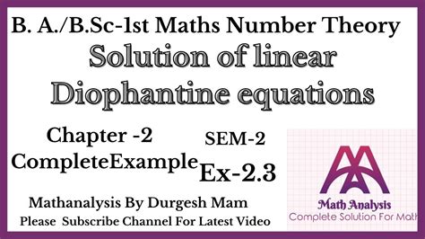 Exercise Complete Example Solution Of Linear Diophantine Equations