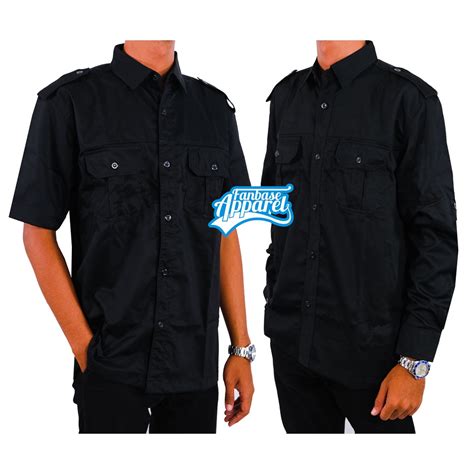 Jual Kemeja Hitam Polos Bahan Nagata Drill Premium Pdh Workshirt