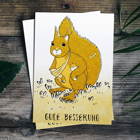 Gute Besserung Gru Karte Eichh Rnchen Etsy