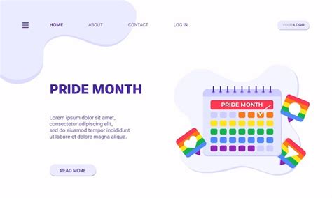 Premium Vector | Pride month landing page template calendar with social ...