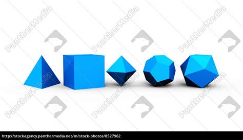 3D Platonische Körper der heiligen Geometrie Blau Stockfoto