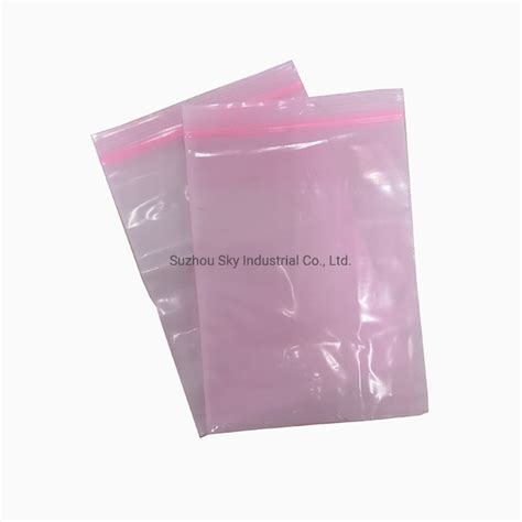 Ziplock PE Pink Antistatic Bag For Packaging Electronic Parts China