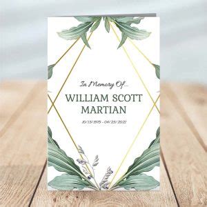 Vintage Floral Frame Funeral Program Template Pages Urns Online