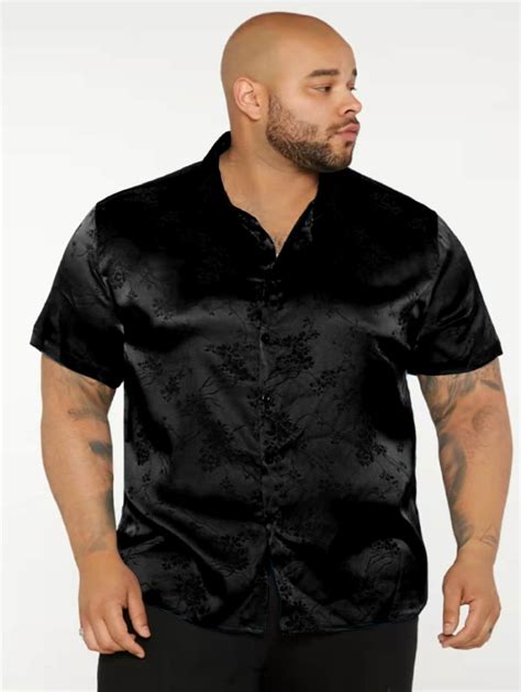 Manfinity Men Plus Floral Jacquard Satin Shirt Shein Usa