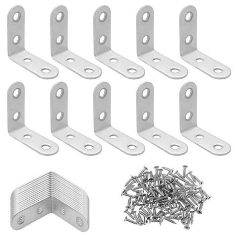 Lot de 24 Équerres d angle en Acier Inoxydable en Forme de L 90 Degrés