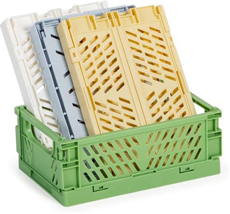 Plastic Crates For Storage Stackable Set Of 4 Collapsible Crates For