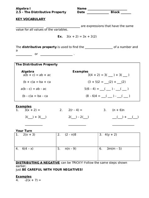 Distributive Property Notes Pdf Doc Template Pdffiller