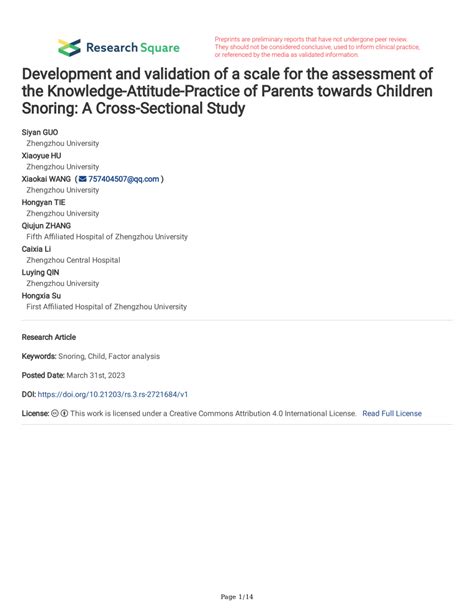 Pdf Development And Validation Of A Scale For The Assessment Of The