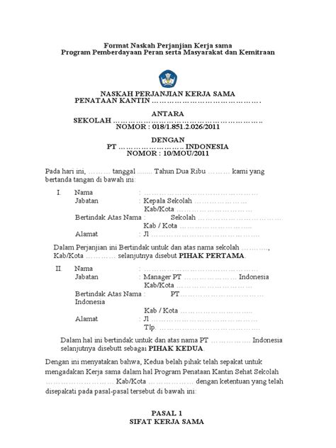 Format Naskah Perjanjian Kerja Sama Pdf