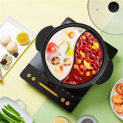 Sg Stock Hot Pot With Divider For Induction Cooker Dual Sided Soup Cookware Two Flavor Chinese