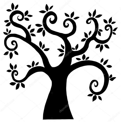 Black Cartoon Tree Silhouette Stock Photo by ©HitToon 7276978