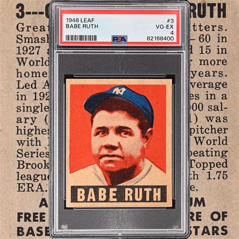 1948 Leaf 3 Babe Ruth PSA VG EX 4 PRICE REALIZED 5 656 SCP