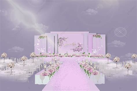 Nude Pink Wedding Stage Renderings Flowers Cherry Blossoms Elegant Petal Effect Template