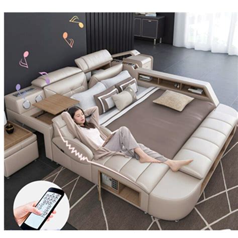 Leather Bed With Massage Function White Latest Leather King Multi Function Bed Designs Post