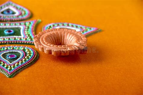 Rangoli Design Around Diwali Lamp Stock Image - Image of celebration ...