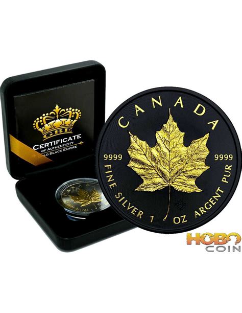 Gold Black Empire Edition Maple Leaf Oz Moneta Argento Canada