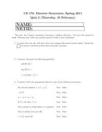 Discrete Structures Quiz With Answer Cs Docsity