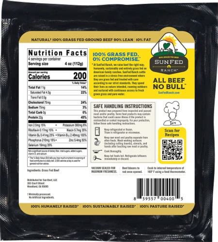 Sunfed Ranch Grass Fed Lean Ground Beef Oz Kroger