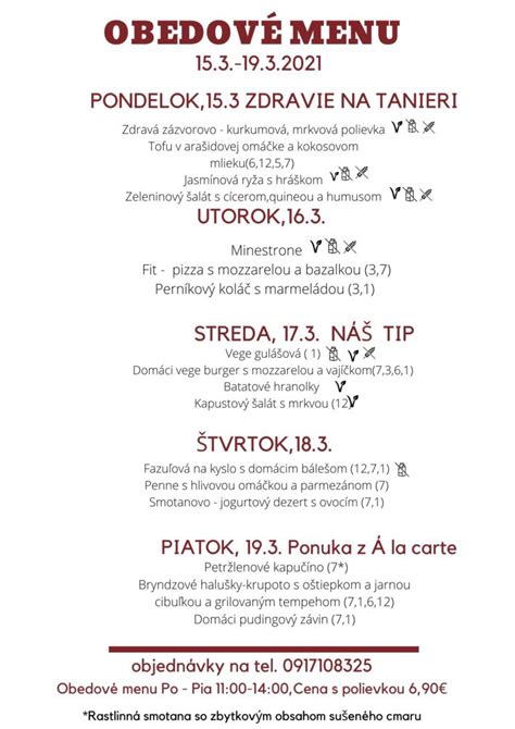 Obedové menu LightHouse Club