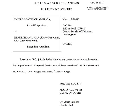 Updated Ruling On Jarec Wentworth Appeal Delayed As Ninth Circuit