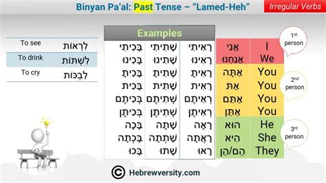 Binyan Pa’al Past Tense “lamed Heh” Hebrewversity