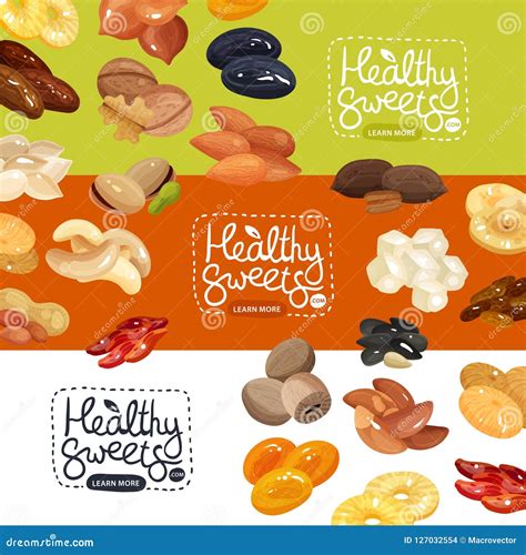 Nuts Banners Set Stock Vector Illustration Of Food 127032554