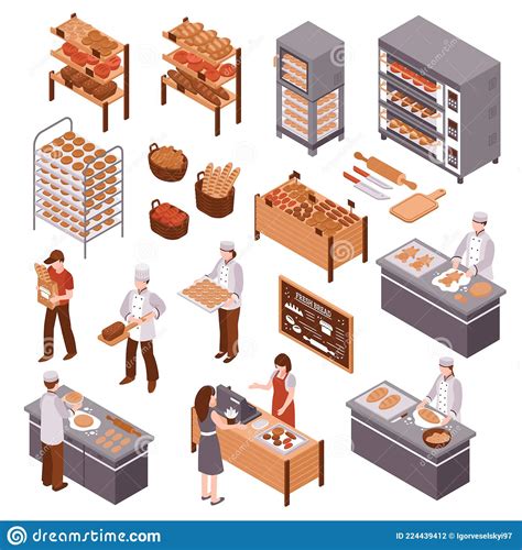 Isometric Bakery Set Stock Vector Illustration Of Cashier 224439412