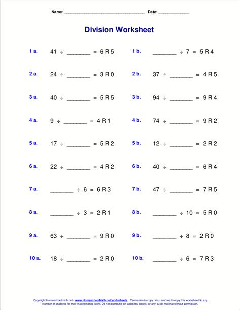 Worksheets For Division With Remainders