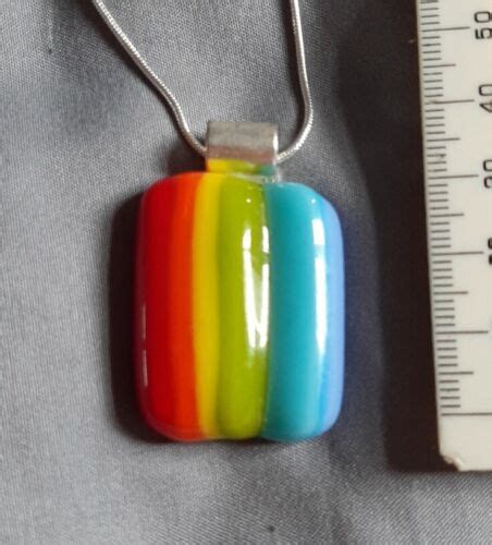 Handmade Fused Opal Glass Rainbow Pride Pendant EBay