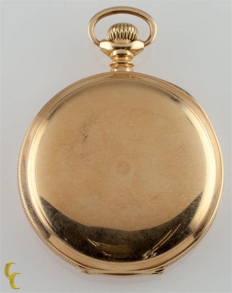 Waltham Full Hunter 14 Karat Yellow Gold Pocket Watch 15j Seaside 1900 At 1stdibs Waltham