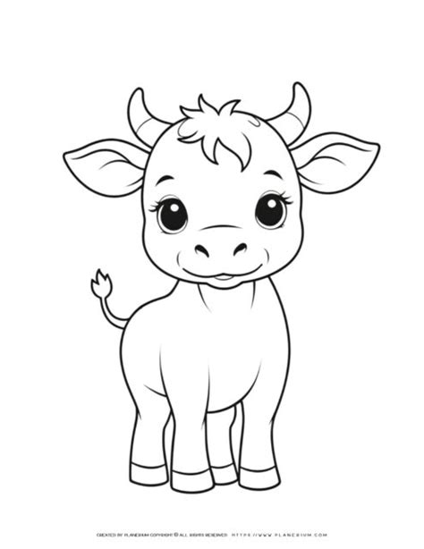 Charming Baby Cow Coloring Page Outline for Kids - Ideal for Young Artists!