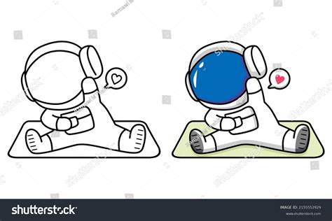 Cute Astronaut Workout Coloring Page Kids Stock Vector Royalty Free