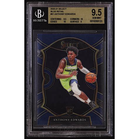 Anthony Edwards 2020 21 Select Blue Retail 61 RC BGS 9 5 Pristine