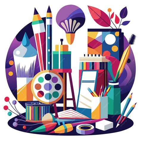 Colorful art supplies for drawing painting and crafting | Premium AI