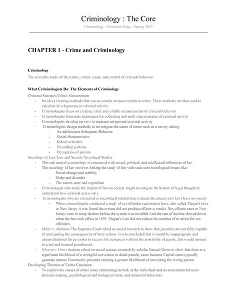 Chapters 1 Criminology Criminology The Core Criminology Professor