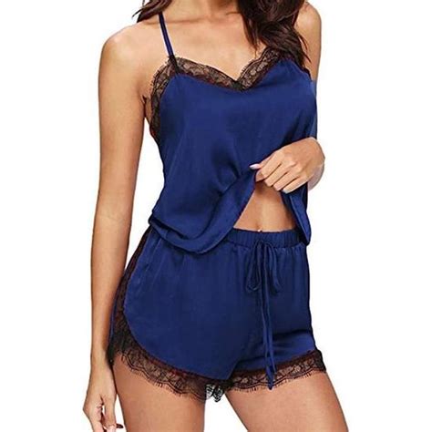 Nuisette Sexy Femme Lingerie en Dentelle Bleu roi Bleu roi Cdiscount Prêt à Porter