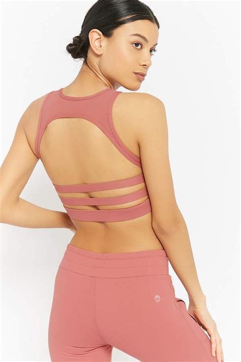 FOREVER 21 Medium Impact Strappy Mesh Sports Bra Forever 21