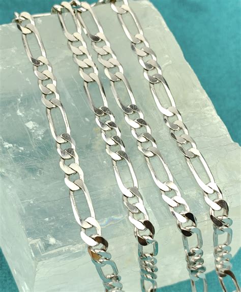 9ct White Gold Figaro Link Chain Necklace Kingsestate