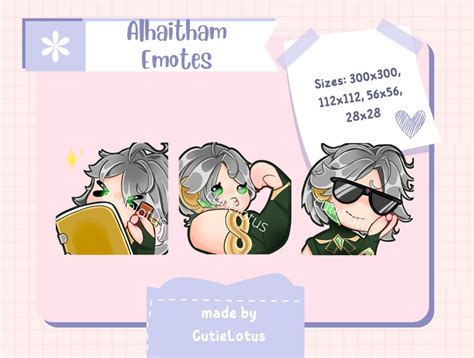 Alhaitham Emotes Genshin Impact Emotes For Twitch And Discord Etsy