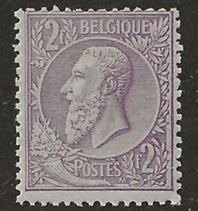 Belgium F Violet On Light Purple Leopold Ii With Profile To